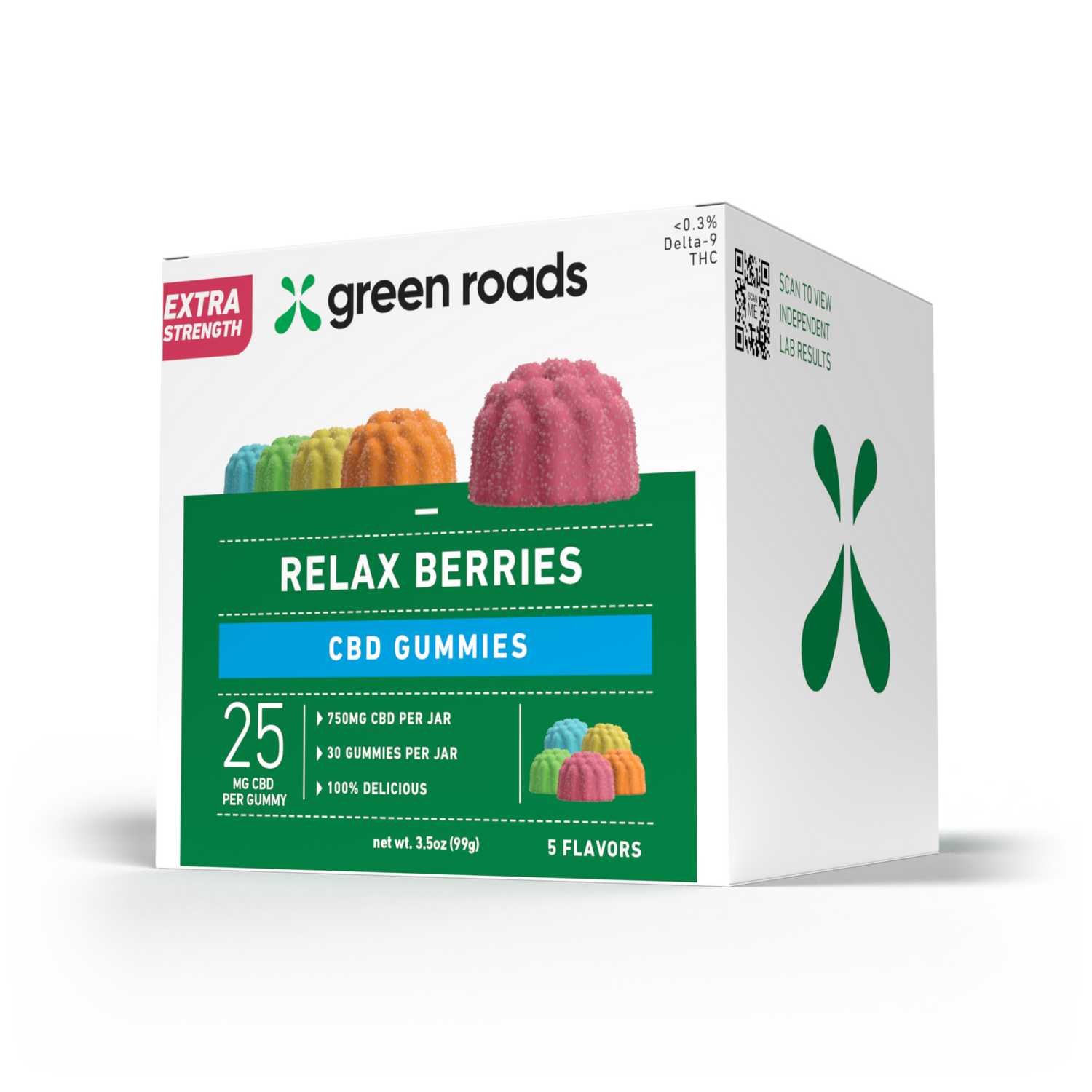 GREEN ROADS Extra Strength Relax Berries 25mg 30 ct