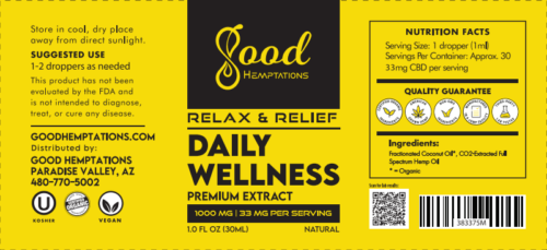 Good Hemptations Relax Relief Tincture 1000mg