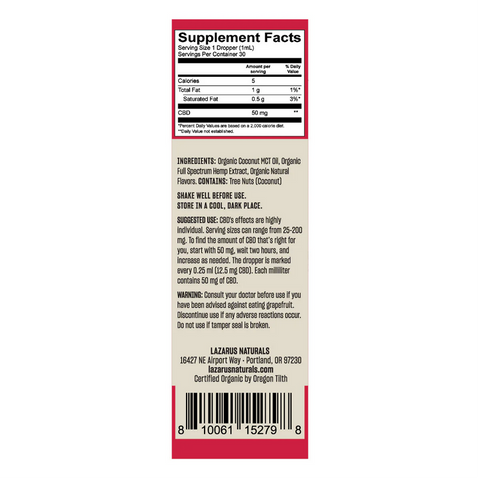 Lazarus Naturals Organic CBD Tincture