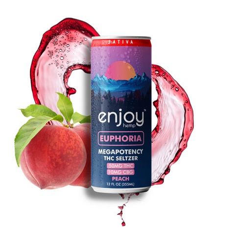 Enjoy Hemp Seltzer 50mg THC + 10mg CBG Peach Seltzer for Euphoria (Sativa) | Megapotency  Nature's Secret