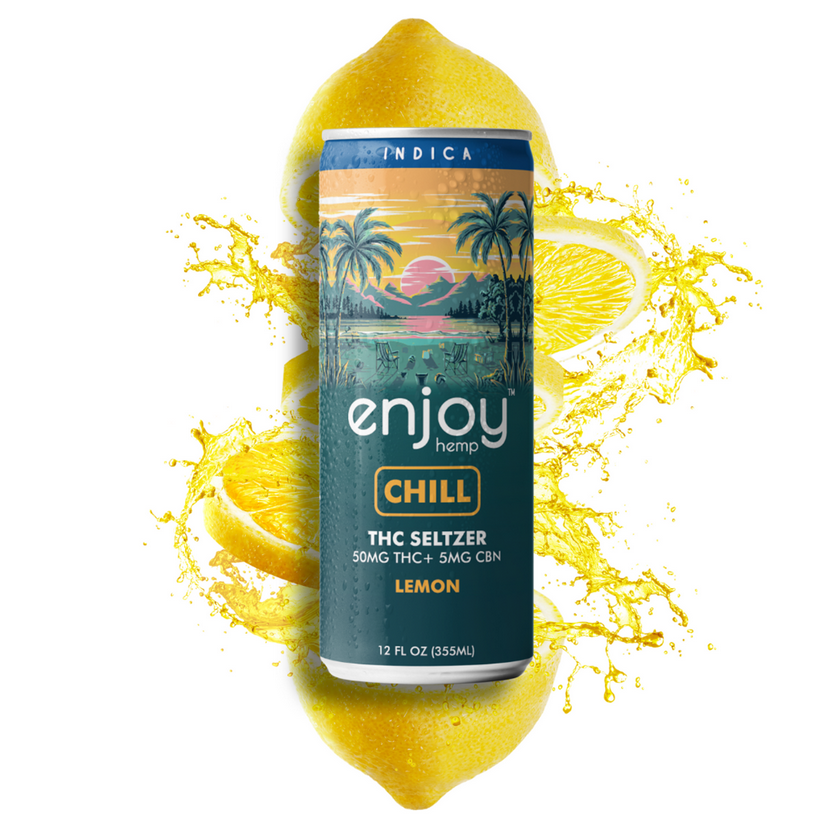Enjoy Hemp Seltzer 50mg THC + 5mg CBN Lemon Seltzer for Chill (Indica) | Megapotency  Nature's Secret