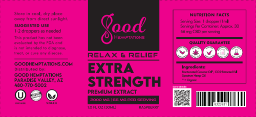 Good Hemptations Relax & Relief Tincture 2000mg - Shop name